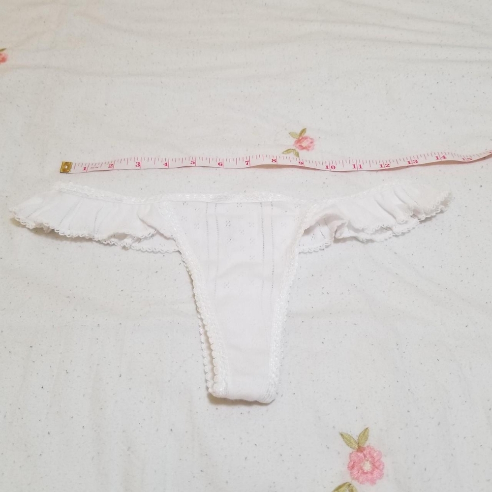 NWOT Pretties Venice pointelle frilly thong panties. Never worn.